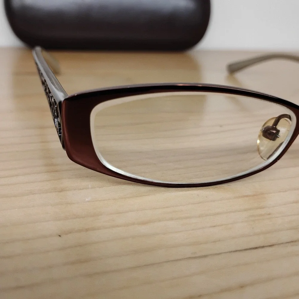Chelsea Morgan‎ CM823 BR Eyeglasses Frames Brown Gray Rectangular 51-16-130